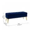 Doe Buck Velvet Tufted Storage Bench in Blue Colour with Gold Legs