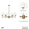 Compernico 6-Lights Brass Finish With Opal Glass Shades Chandelier Light