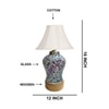 Devansh Off White Cotton  Shade  Lamp With  Wood & Mosaic Glass Base For Decoration /Office/Home/Gifting/Study For Office/Home/Gifting -(12X12X16) Inches -