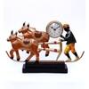 Desert Art Handmade Metal Bullock Cart Clock Decorative Showpiece