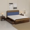 Yashvi Solid Wood King Size Side drawer Storage Bed In Provincial Teak Finish Blue 72x78 inch