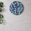 Penland Black Blue Colour Engineered Wood Wall Clock with handpainted leaves bFashions