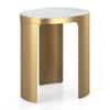 Riva Metal And White Banswara Side Table In Brushed Gold Finish