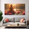 The Castle Decor Goddess Laxmi Wall Painting Wooden Framed 27x48 Inch (Style 11)