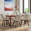 Dane Solid Wood Dining Table 6 Seater with 6 Bren Swivel Dining Chairs (Colour: Ivory)