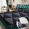 Navy Blue Abstract 180 TC Fitted 1 King  Bedsheet with 2 Pillow Covers