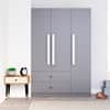 Hexa Red Wooden 3 Door Wardrobe with 2 Drawers and Hanging Space in Slate Grey Colour