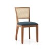 Brighton Xl 6 Seater Dining Table With 6 Reed Dining Chairs (Finish : Amber Walnut, Chair Colour : Night Blue Velvet)