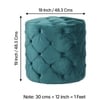 Dallas Solid Wood Ottoman Pouffee in Turquoise Sea Velvet