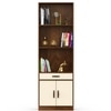 Seonn Engineered Wood Bookshelf with Drawer and 2 Doors Cabinet in Brown Maple & Beige