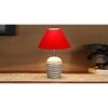 Red cotton with White Brushed Wood Table Lamp