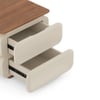 Sora Solid Wood Bedside Table In Beige with Amber Walnut Finish