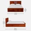 Rangrez Sheesham Wood Queen Size Bed in Honey Oak Finish with Box Storage