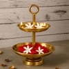 Metalsmith Two Tier Serveware Stand with Ring Handle Gold Finish