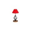 Felicity Red cotton Table lamp with Wood & Iron Base