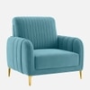 Monly Velvet 1 Seater Sofa Aqua Blue Color