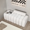 Wooden Twist Veylo Modern Line Design Bench with Round Back Pillow in White Colour