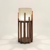 Bastian Wooden Table Lamp with Brown Base and Premium White Fabric Lampshade