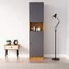 Hexa Red Wooden 2 Door Wardrobe with Hanging Space in Giant Wood and Slate Grey Colour