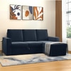 Kowloon Sectional 3 Seater Pull Out Sofa Cum Bed with Storage in Indigo SeaPort Blue Velvet Colour
