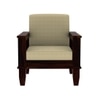 Madhavi 1 Seater Wooden Sofa (Creame Colour, Walnut Finish)