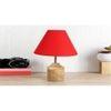 Jane Red Fabric Shade Table Lamp with Natural Wooden Base