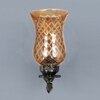Devansh Metal Electric Wall Light in Antique gold Colour with Lavender Shade Count of 1 Light