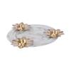 White And Gold Platter With Tealight Holder In Gold Colour