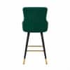 Doe Buck Nolen Upholstered Bar Stool in Green Colour with Gold Tip Legs
