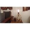 Crawler Beige Wooden Table Lamp with Black Fabric Lampshade