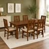 Globally Indian Ananta Solid Sheesham Wood 6 Seater Dining Table Set 6 Chairs Beige