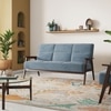 Logan 3 Seater Wooden Sofa in Blue Colour