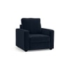 Apollo Compact High Back 1 Seater Fabric Sofa in Sea Port Blue Velvet Colour