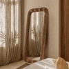Zyra Fabric Floor Mirror in Beige Colour