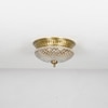 Cameron 2-Light Flush Mount Ceiling Light In Brass Finish With Amber Diamond Cut Glass