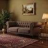 Bellmore 3 Seater Tufted Woven Chesterfield Sofa Brown