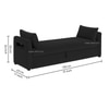 Jedlo Velvet 2 Seater Ottoman Bench with Storage in Black Color