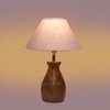 Devansh Grey Cotton Table Lamp With  Wood Natural Base (10X12.5 Inches)-30