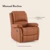 Lebowski Leatherette One Seater Manual Recliner in Tan Leatherette Colour