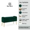 Doe Buck Upholstered Storage Bench in Green Colour with Gold Legs