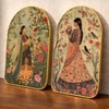 Mughal Royal Lady Garden Wall Art Painting Set of 2 with Gold Frame 16 x 24 Inch