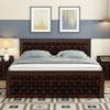 Moglis Solid Wood King  Size Bed With Box Storage Bed Walnut In Finish