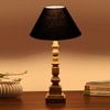 Devansh Black Cotton Table Lamp With  Wood Natural Base (10X10X21 Inches)-28