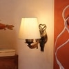 Devansh Metal Electric Wall Light in Antique Gold Colour with off-white Shade Count of 1 Light