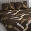 Yori Brown Geometric 400 TC Cotton Flat Double Queen Size Bedsheet with 2 Pillow Covers – Threads