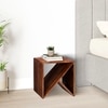 Noah Sheesham Wood Contemporary Tea Table End Table In Natural Teak Finish