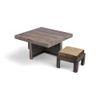 Blane Sheesham Wood 4 Seater Coffee Table Set In Antique Grey Finish Green Sparkle Velvet Cushion