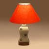Devansh Conical Orange Cotton Shade Lamp With Wood & Mosaic Glass Base For Decoration/Office/Home/Gifting/Study For Decoration/Office/Home/Gifting/Study -(10X10X14.5) Inches -A