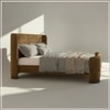 Heritage Cane Upholstered King Size Bed in Linen With Oak wood Frame