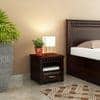 Prashiv Solid Wood Bedside Table in Walnut Finish